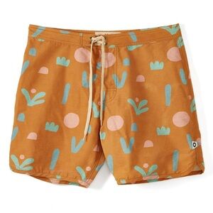 Scallop Swim Trunks Swim - Orange and Blue